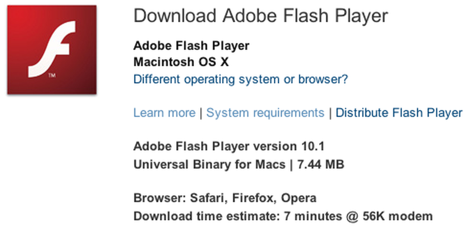 flash player for mac os 10